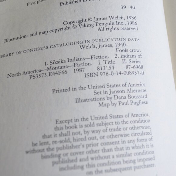 PENGUIN BOOKS Fools Crow by James Welch - Picture 3 of 4